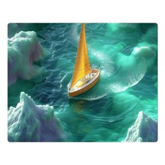 Mountain Birds River Sunset Nature Two Sides Premium Plush Fleece Blanket (large)
