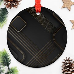 Black Background With Gold Lines Round Ornament (two Sides)