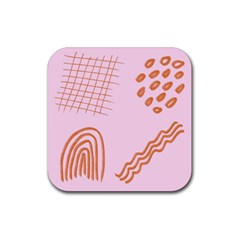 Elements Scribbles Wiggly Lines Retro Vintage Rubber Coaster (square)