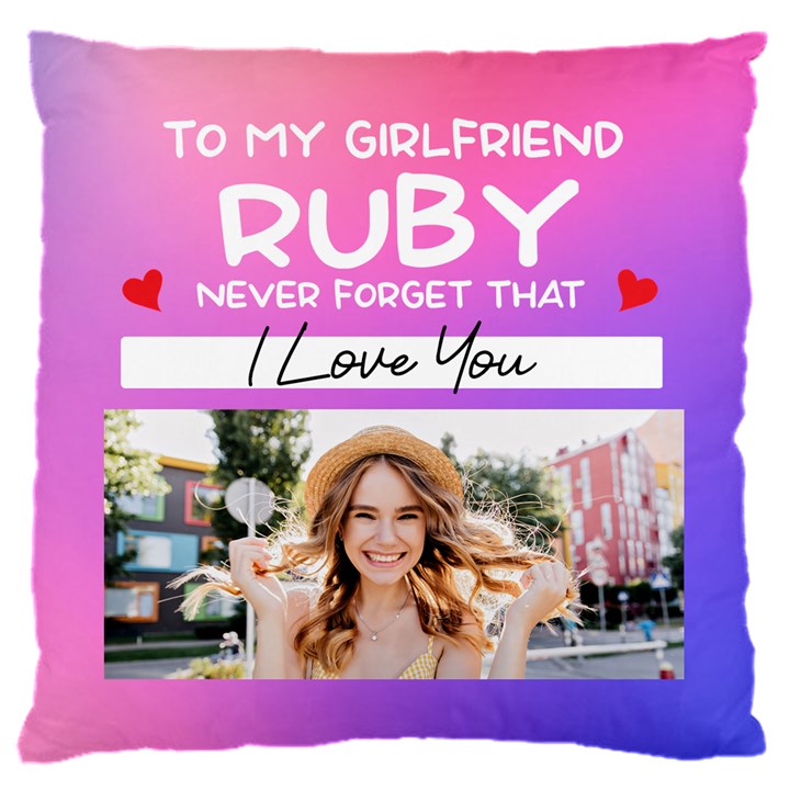 Personalized I Love You Couple Photo Name Baby Flannel Cushion 16  Baby Flannel Cushion Case (Two Sides)