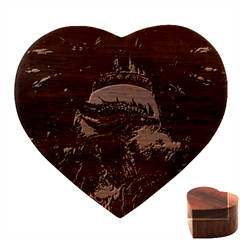 Dragon Fire Fantasy Art Heart Wood Jewelry Box