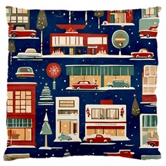 Cars Snow City Landscape Vintage Old Time Retro Pattern 16  Baby Flannel Cushion Case (two Sides)