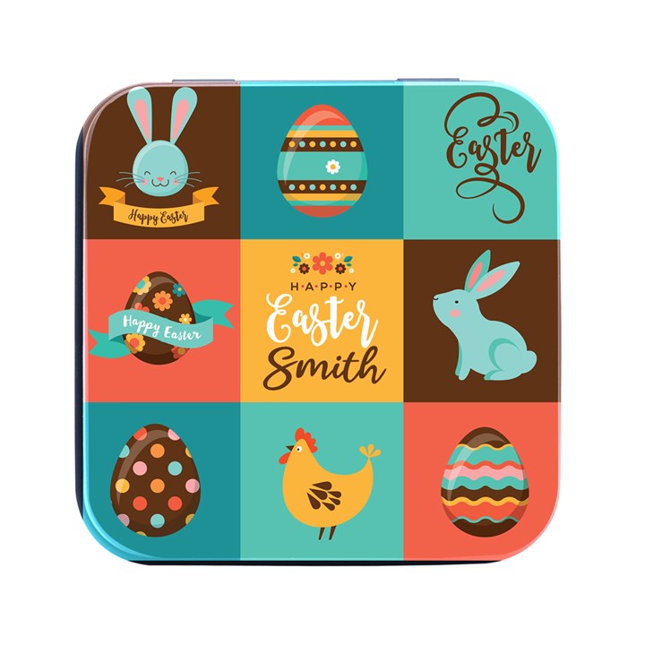 Personalized Easter Name Square Metal Box Square Metal Box (Black)