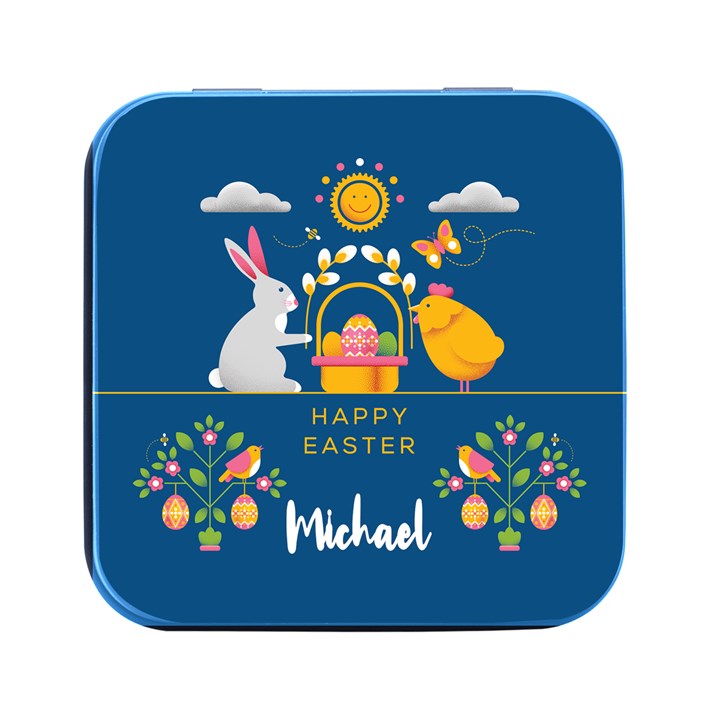 Personalized Easter Name Square Metal Box Square Metal Box (Black)