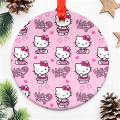 Cute Hello Kitty Collage, Cute Hello Kitty Round Ornament (two Sides)