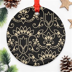 Decorative Ornament Texture, Retro Floral Texture, Vintage Texture, Gray Round Ornament (two Sides)