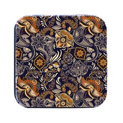 Paisley Texture, Floral Ornament Texture Square Metal Box (black)