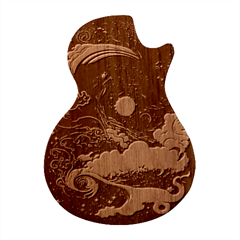 Starry Sky Moon Space Cosmic Galaxy Nature Art Clouds Art Nouveau Abstract Guitar Shape Wood Guitar Pick Holder Case And Picks Set