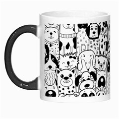 Seamless Pattern With Black White Doodle Dogs Morph Mug
