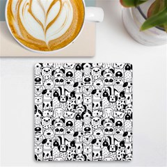 Seamless Pattern With Black White Doodle Dogs Uv Print Square Tile Coaster 