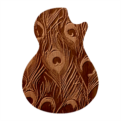Peacock Pattern Guitar Shape Wood Guitar Pick Holder Case And Picks Set