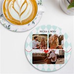 Personalized Love Line Name Photo Round Tile Coaster UV Print Round Tile Coaster Front