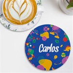 Personalized Childhood illustration Any Text Wireless Fast Charger UV Print Round Tile Coaster Front