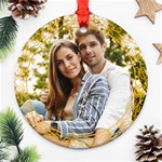 Personalized Christmas Anniversary Photo Name Any Text Round Ornament Round Ornament (Two Sides) Back