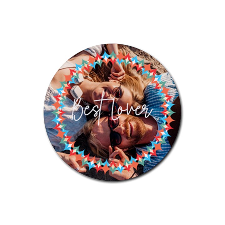 Personalized Colorful Frame Photo Rubber Coaster (Round) Rubber Coaster (Round)
