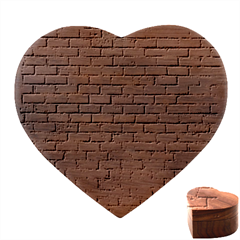 White And Blue Brick Wall Heart Wood Jewelry Box