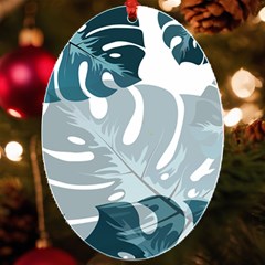Monstera Leaves Background Uv Print Acrylic Ornament Oval