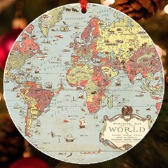 Vintage Old Antique World Map Uv Print Acrylic Ornament Round