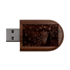 Purple Peacock Wood Oval Usb Flash Drive