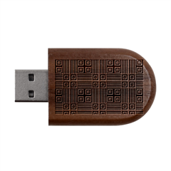 Squares Inside Background Checkered Contemporary Effect Electronic Futuristic Graphic Illusion Modern Wood Oval Usb Flash Drive