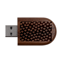 Pattern Pink Abstract Heart Wood Oval Usb Flash Drive