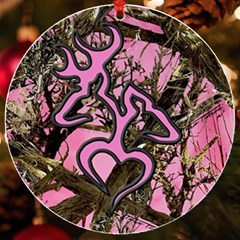 Pink Browning Deer Glitter Camo Uv Print Acrylic Ornament Round
