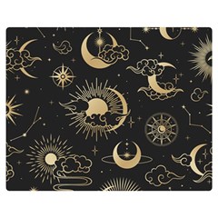 Asian Seamless Pattern With Clouds Moon Sun Stars Vector Collection Oriental Chinese Japanese Korean Two Sides Premium Plush Fleece Blanket (teen Size)