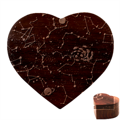 Realistic Night Sky Poster With Constellations Heart Wood Jewelry Box