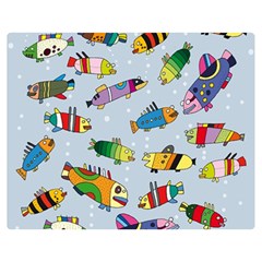 Fish Ocean Sea Water Diving Blue Two Sides Premium Plush Fleece Blanket (teen Size)
