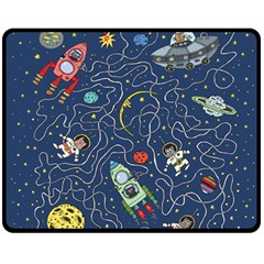 Cat Space Astronaut Rocket Maze Fleece Blanket (medium)