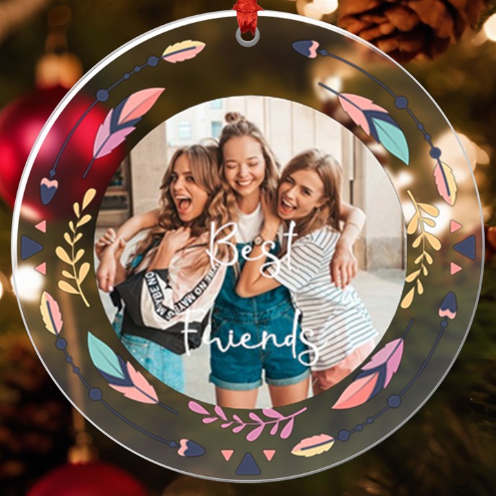 Personalized Name Photo Feather Totem UV Print Acrylic Ornament Round UV Print Acrylic Ornament Round