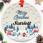 Personalized Merry Christmas Name Any Text Round Filigree Ornament Round Filigree Ornament (Two Sides) Back