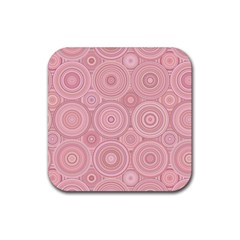 Pink Retro Texture With Circles, Retro Circles Background, Rubber Coaster (square)