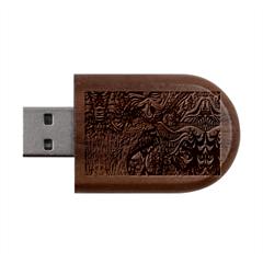 Psychedelic Digital Art Artwork Landscape Colorful Wood Oval Usb Flash Drive