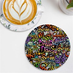 Graffiti Word Seamless Pattern Uv Print Round Tile Coaster
