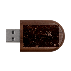 Realistic Night Sky Poster With Constellations Wood Oval Usb Flash Drive