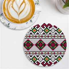 Ukrainian Folk Seamless Pattern Ethnic Ornament Border Element Traditional Uv Print Round Tile Coaster