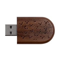 Carved Pumpkin Faces Wood Oval Usb Flash Drive