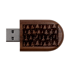 Gold And Blue Trees, Adoxali, Christmas Wood Oval Usb Flash Drive