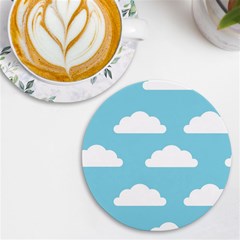 Clouds Blue Pattern Uv Print Round Tile Coaster