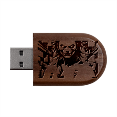 Demon Samurai Wood Oval Usb Flash Drive
