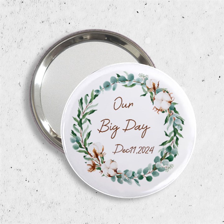 Personalized Name Any Text Wedding Leaf Frame Handbag Mirror 2.25  Handbag Mirror