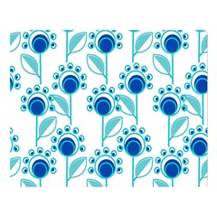 Blue Daisy Minimalist Leaves   Two Sides Premium Plush Fleece Blanket (large)