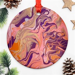 Pink Ribbon Round Ornament (two Sides)