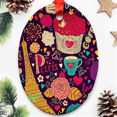 Collage Worx Black Collage Cupcake Eifel Tower Fireworks Paris Ornament (oval)