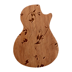 Abstract Floral Background Guitar Shape Wood Guitar Pick Holder Case And Picks Set