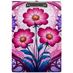 Fantasy Pink Flowers Stained Glass A4 Acrylic Clipboard