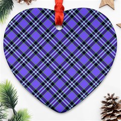 Blue Tartan Plaid 1 Diagonal Ornament (heart)
