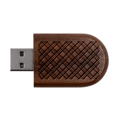 Blue Tartan Plaid 1 Diagonal Wood Oval Usb Flash Drive