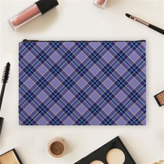 Purple Plaid Tartan 1 Diagonal Cosmetic Bag (large)